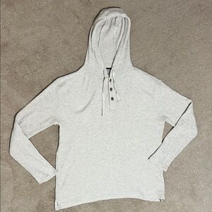 WEATHERPROOF Vintage Waffle Light Gray XL Sweater Hoodie Henley w/ Buttons